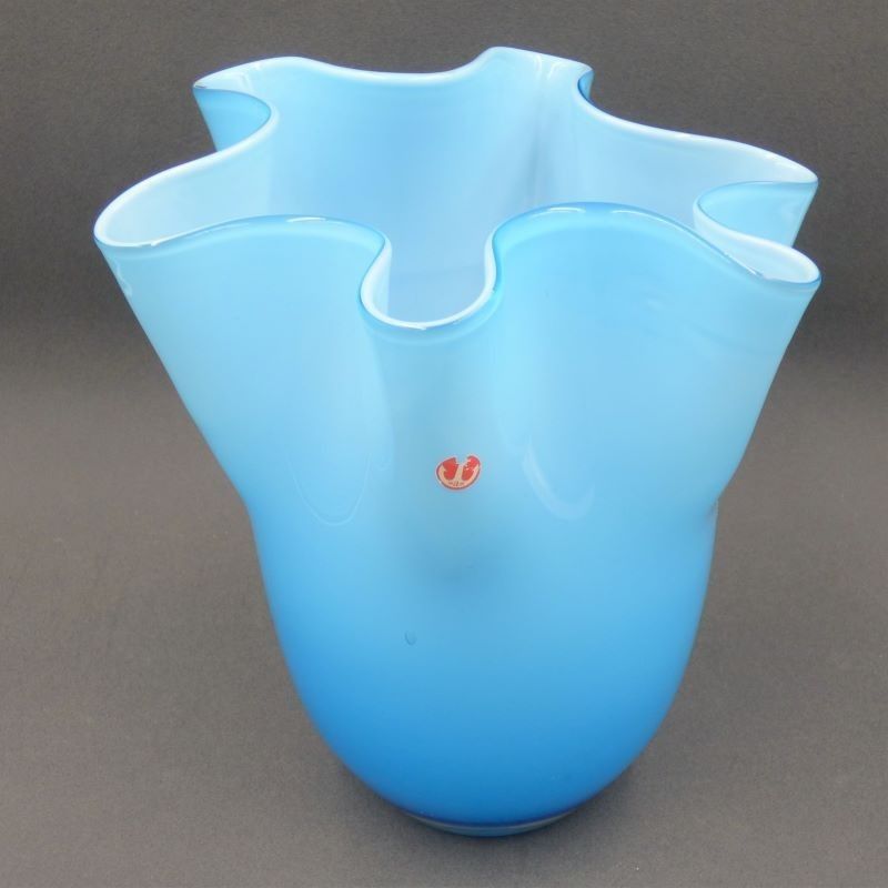 Glass Pleated Vase By Anker Iversen. Denmark 1960   1970