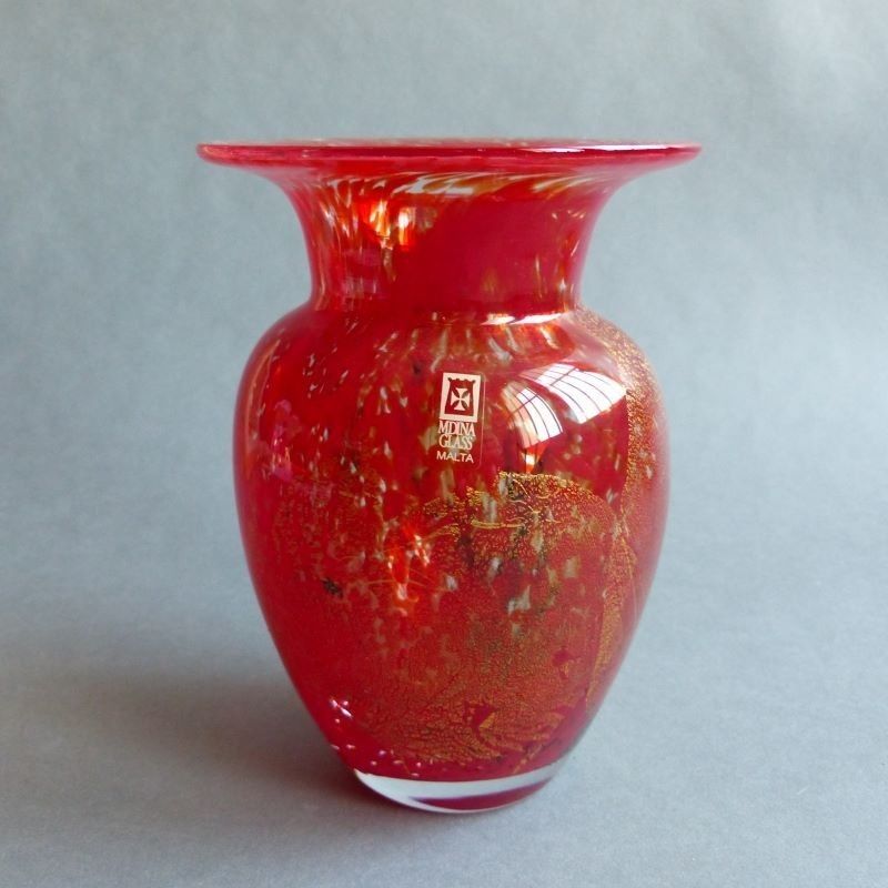 Hand Made Glass Vase From Mdina Glass Malta. 1970   1975