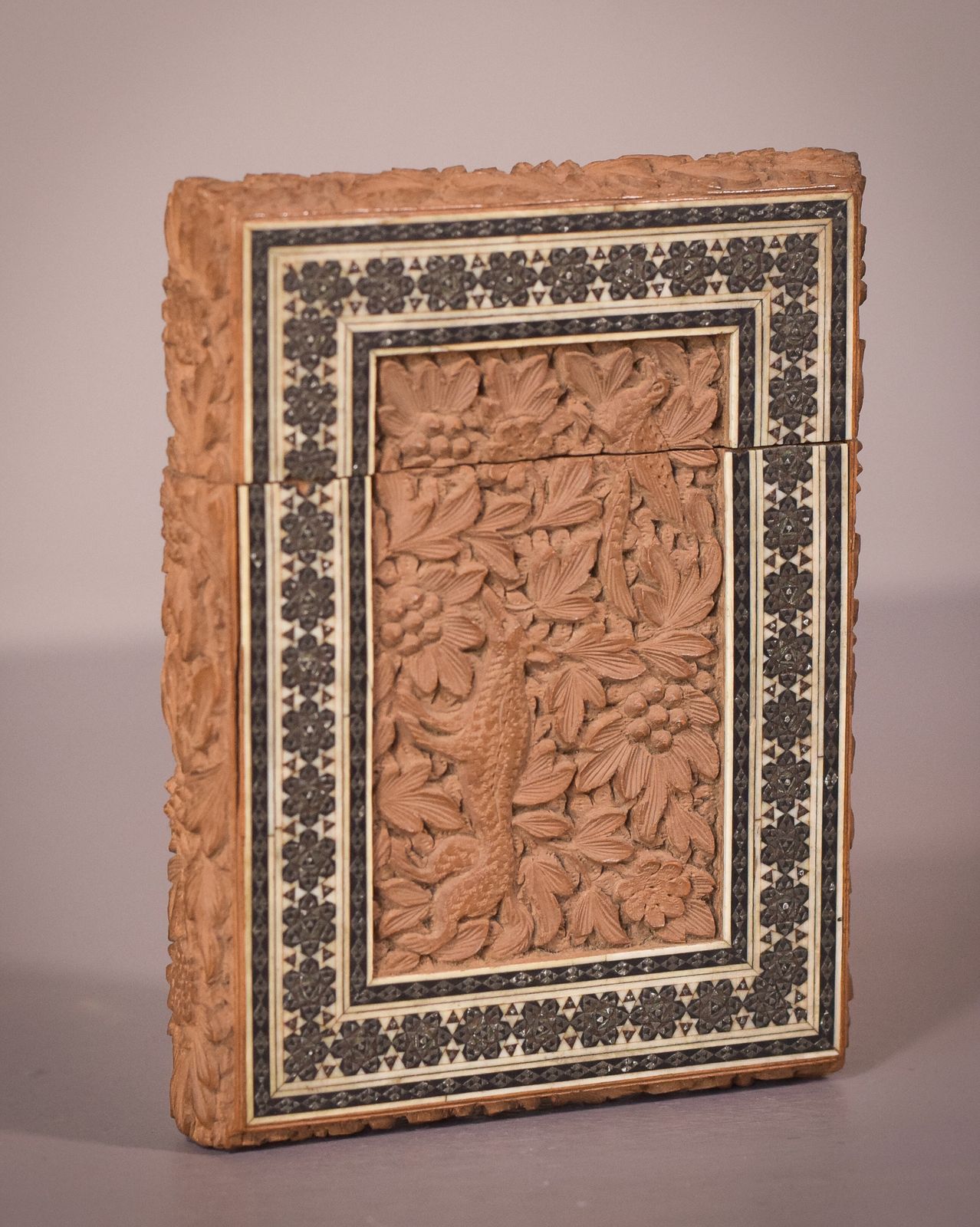 photo furniture Pair Of 19c Anglo Indian Sadeli Mosaic Greeting Card Cases