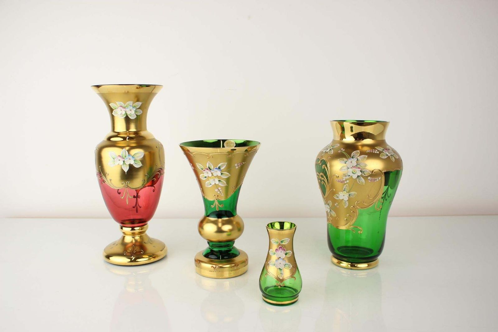 Bohemia Glass Vase, High Enamel,Gold,1950s, Czechoslovakia photo furniture