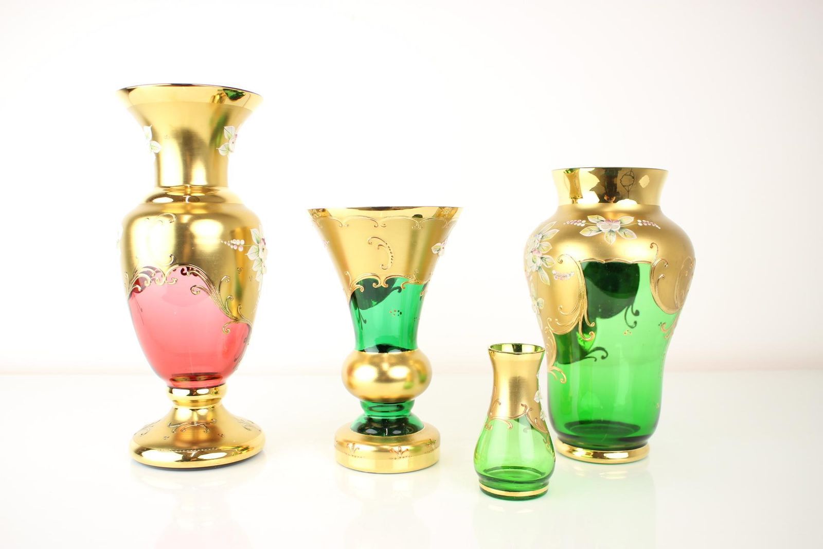 Bohemia Glass Vase, High Enamel,Gold,1950s, Czechoslovakia photo vinterior