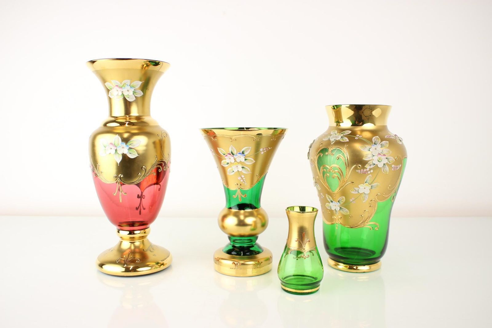 Bohemia Glass Vase, High Enamel,Gold,1950s, Czechoslovakia photo buy