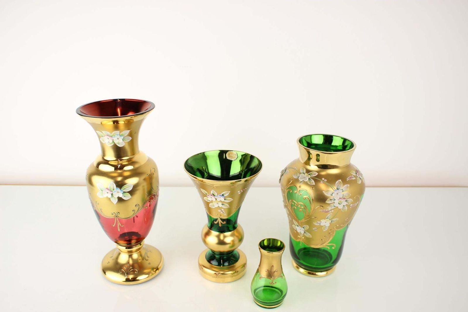 Bohemia Glass Vase, High Enamel,Gold,1950s, Czechoslovakia photo vintage