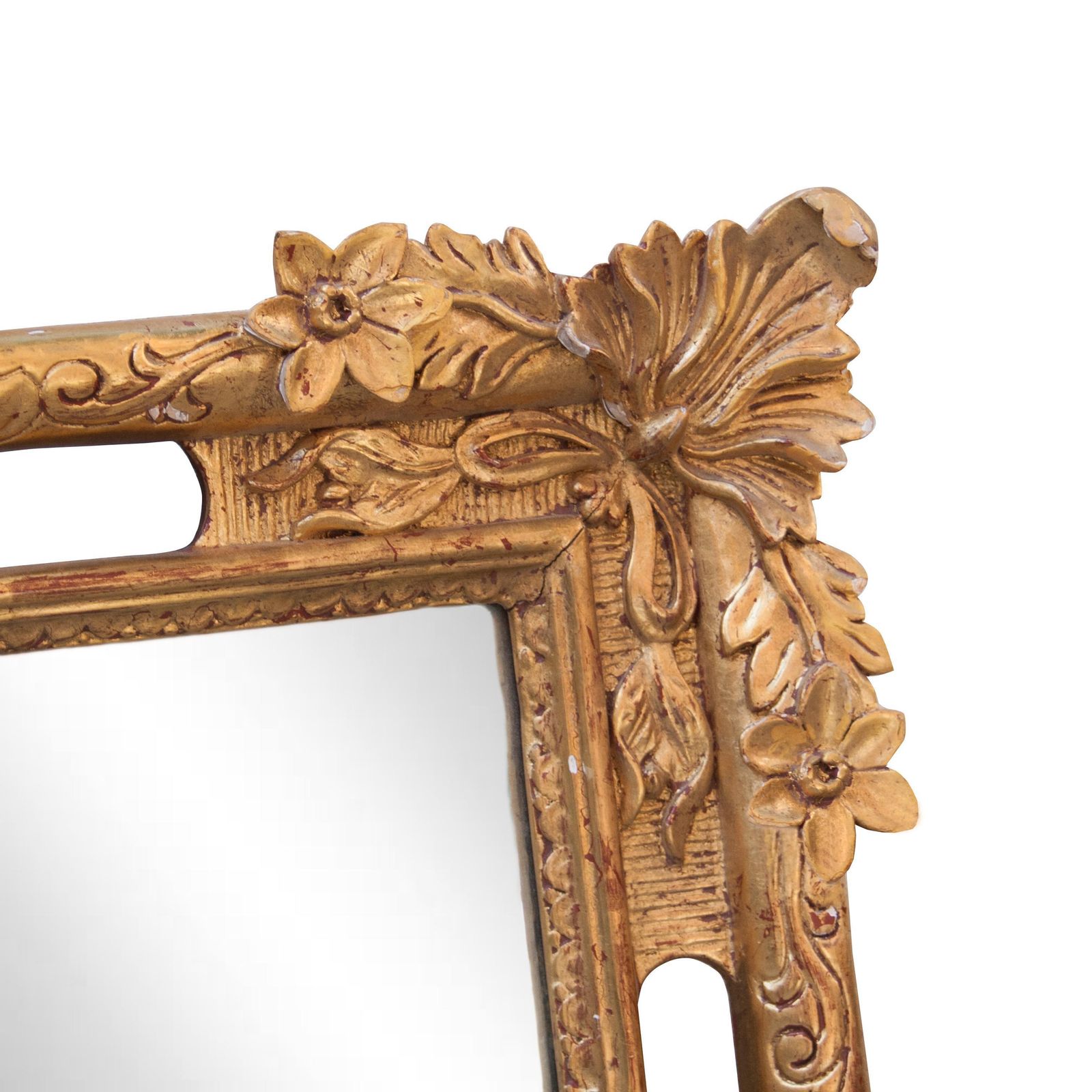 Neoclassical Baroque Gold Foil Hand Carved Wooden Mirror, 1970 photo for sale