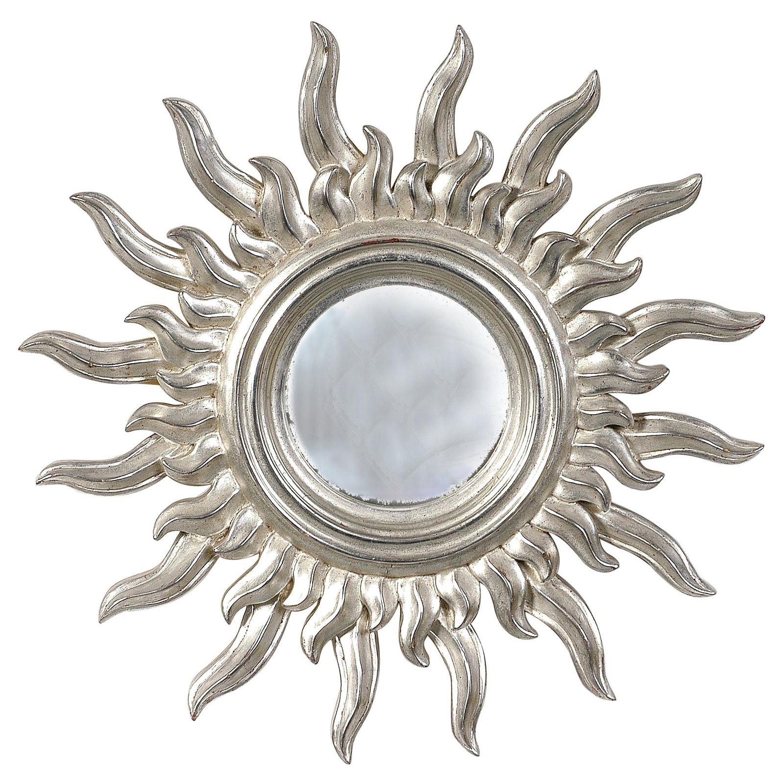 Mid Century Modern Sun Silver Wood French Mirror, 1960