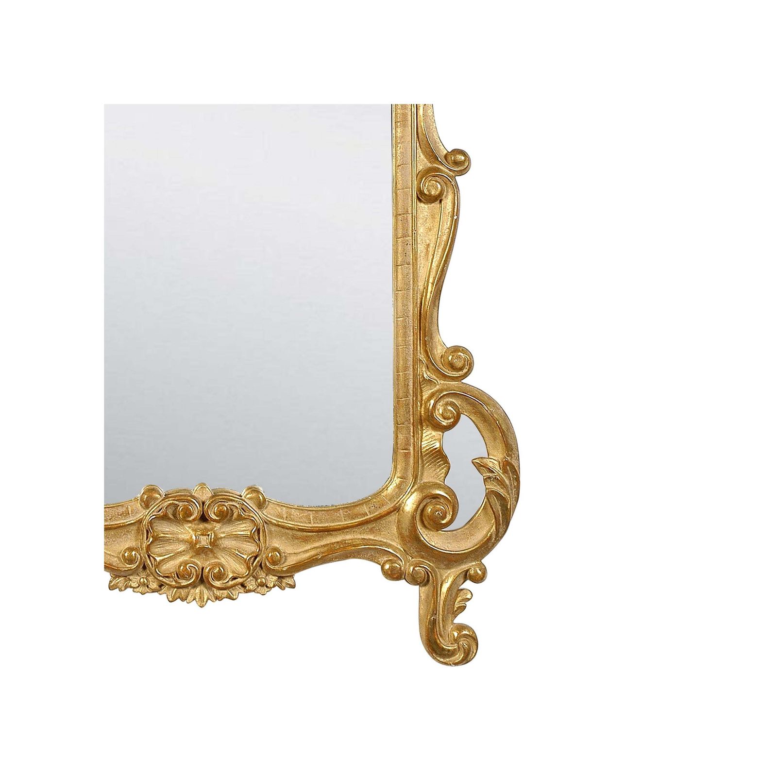 Neoclassical Baroque Style Gold Foil Hand Carved Wooden Mirror, 1970 photo for sale