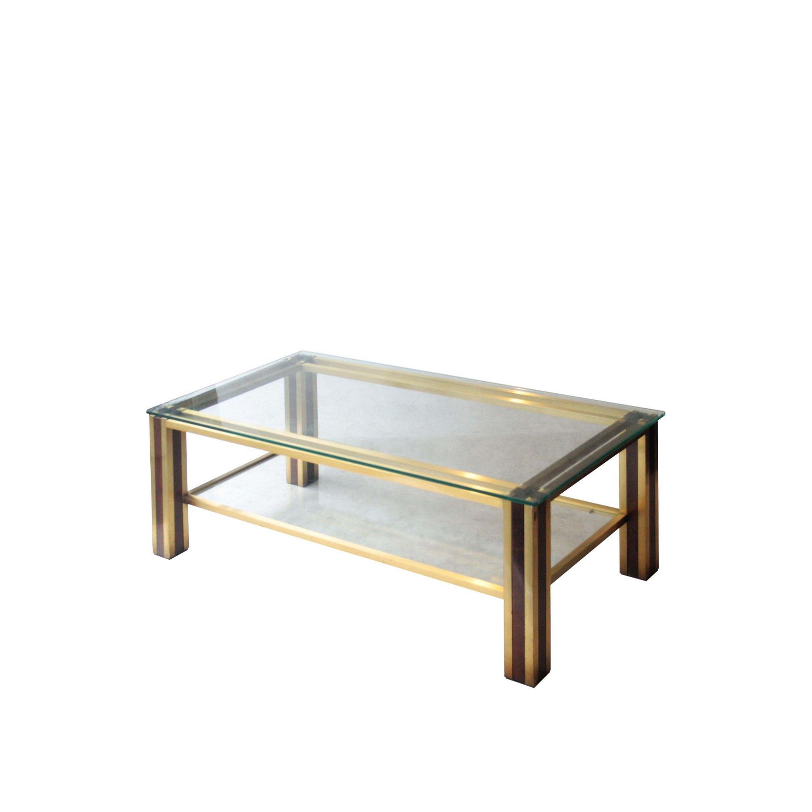 Mid Century Modern Table With Brass And Wood Structure, France, 1970 photo furniture