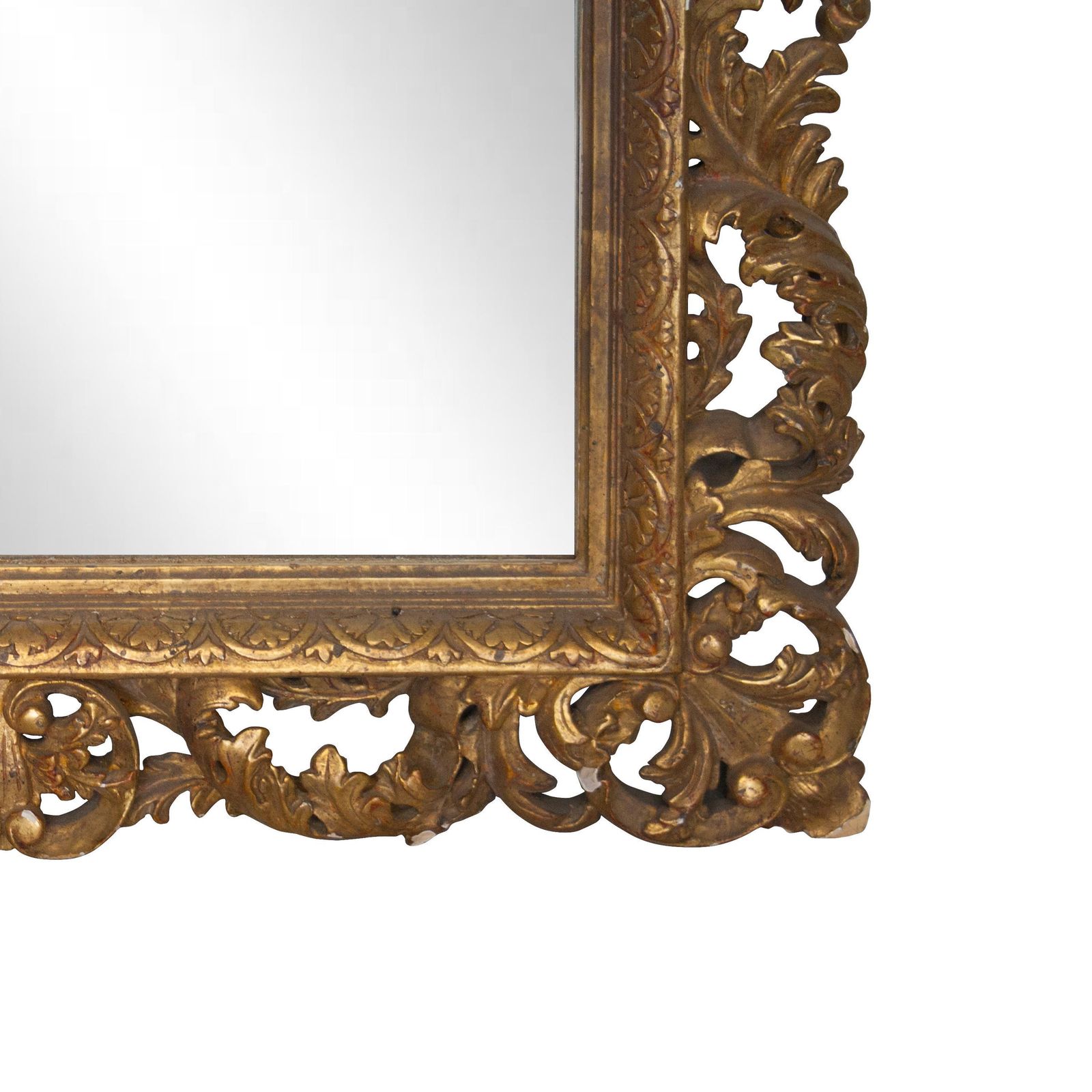 Neoclassical Baroque Gold Foil Hand Carved Wooden Mirror, 1970 photo for sale