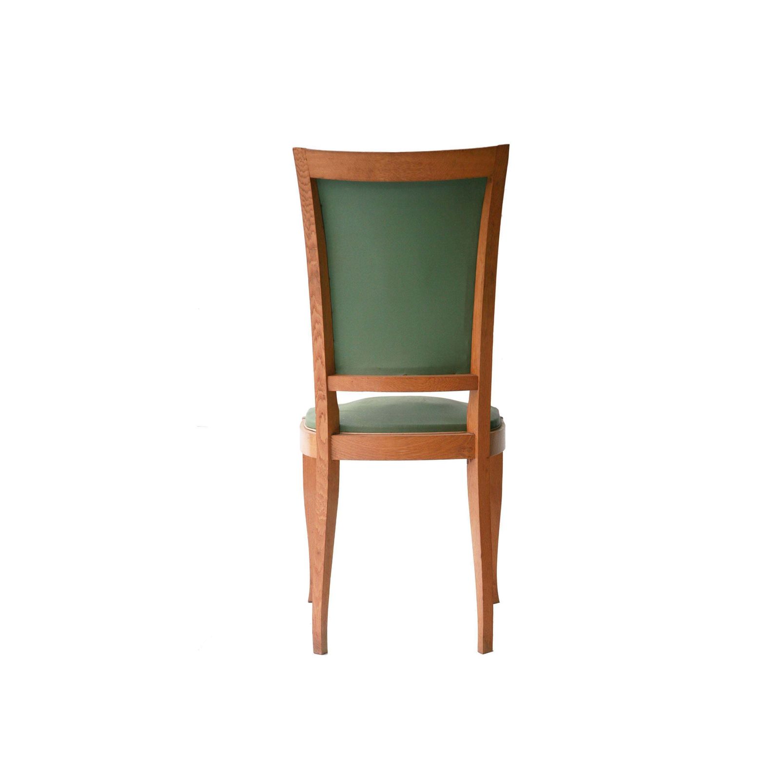Art Deco Interwar Green Leatherette Wood Set Of Six French Chairs, France, 1940 photo Furniture