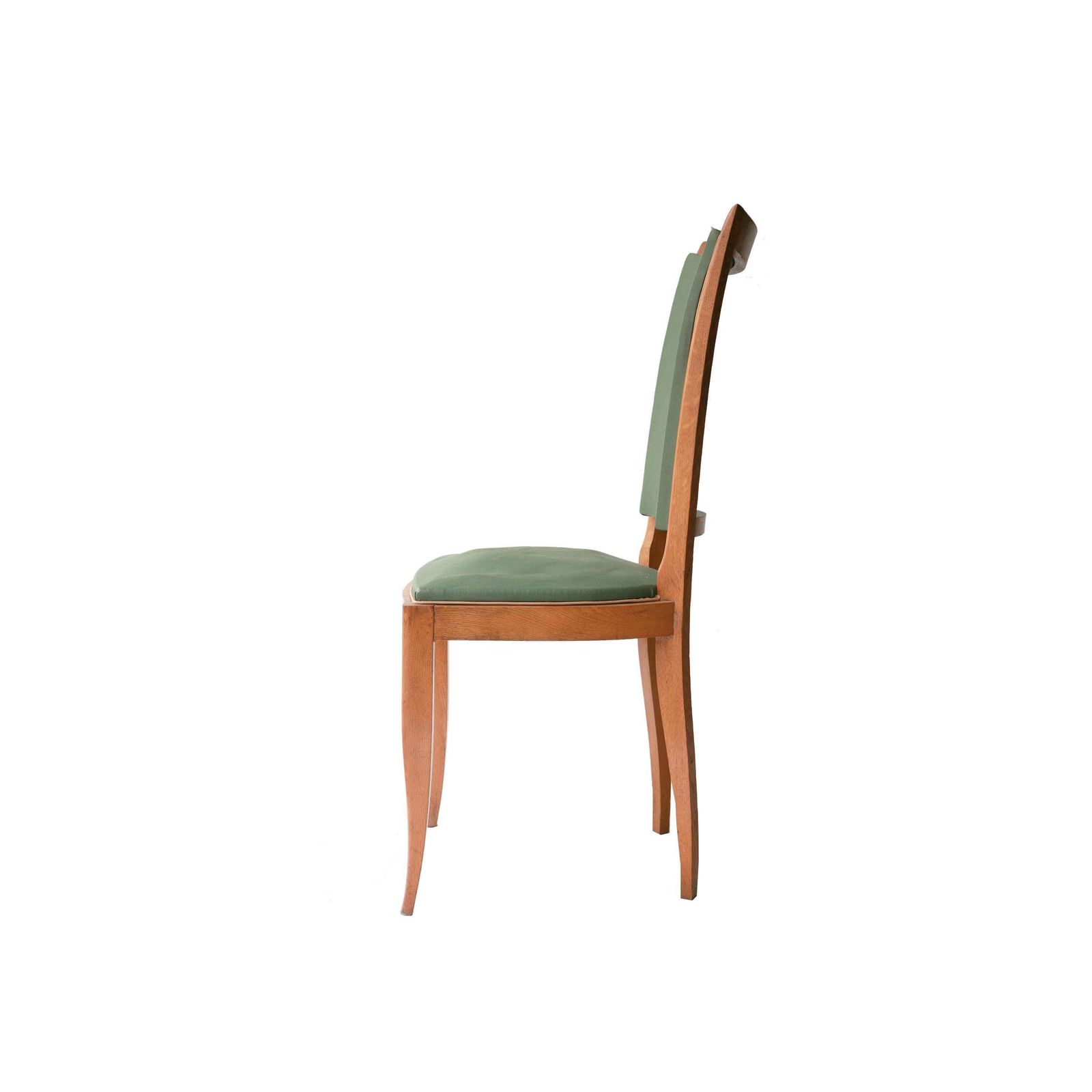 Art Deco Interwar Green Leatherette Wood Set Of Six French Chairs, France, 1940 photo 1831.0