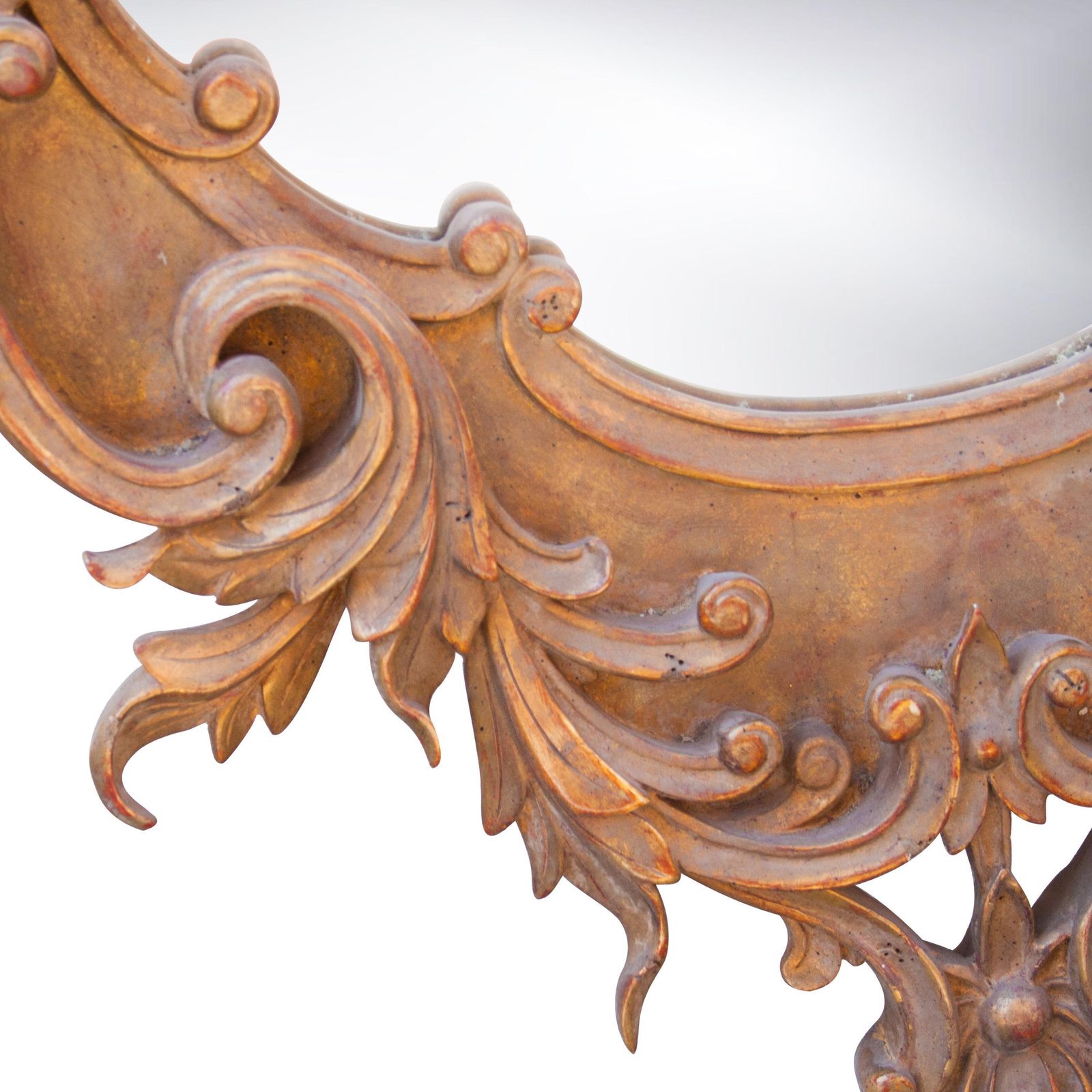 Neoclassical Baroque Acanthus Leaf Gold Foil Hand Carved Wooden Mirror photo 1235.0