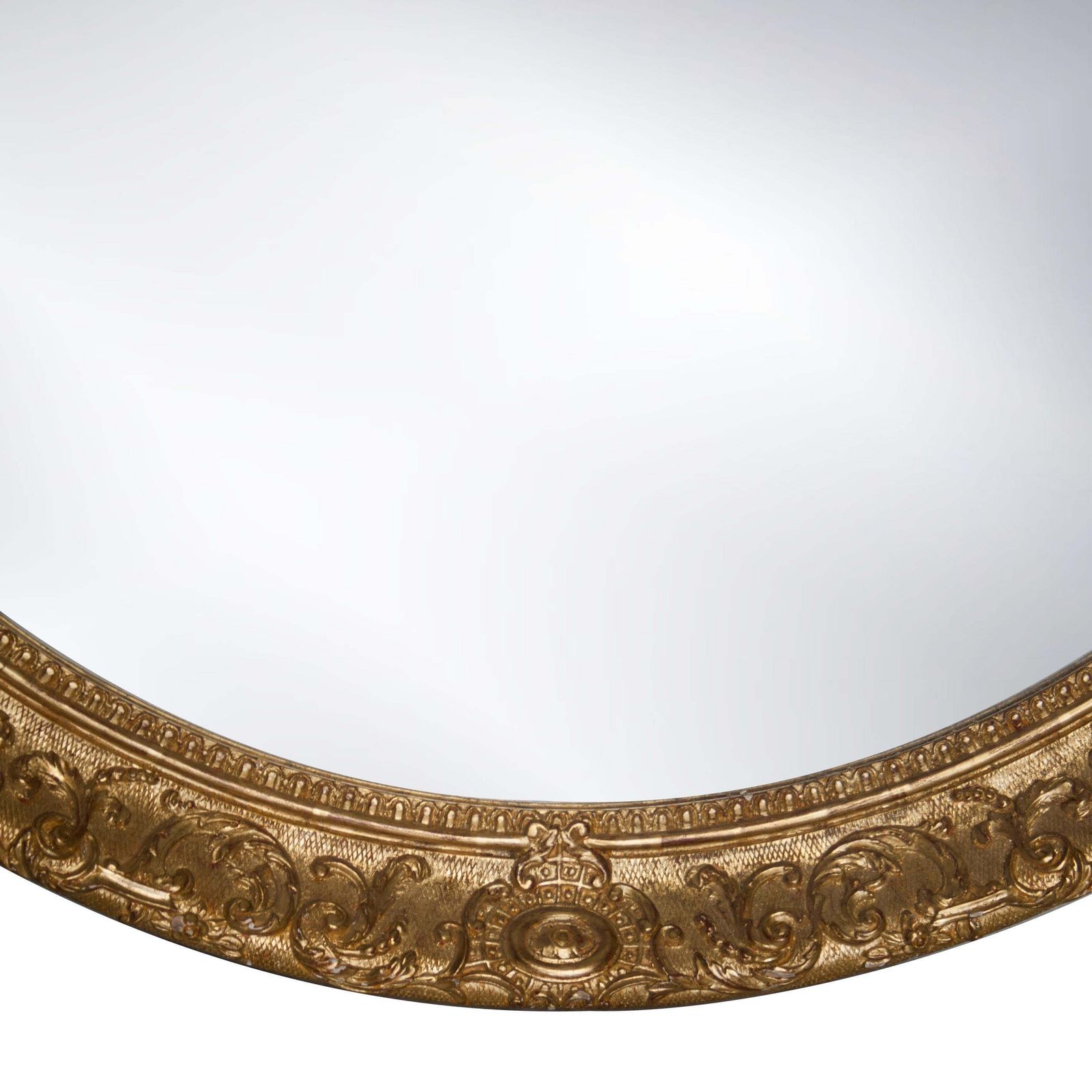 Neoclassical Regency Style Round Gold Hand Carved Wooden Mirror photo 2001.0
