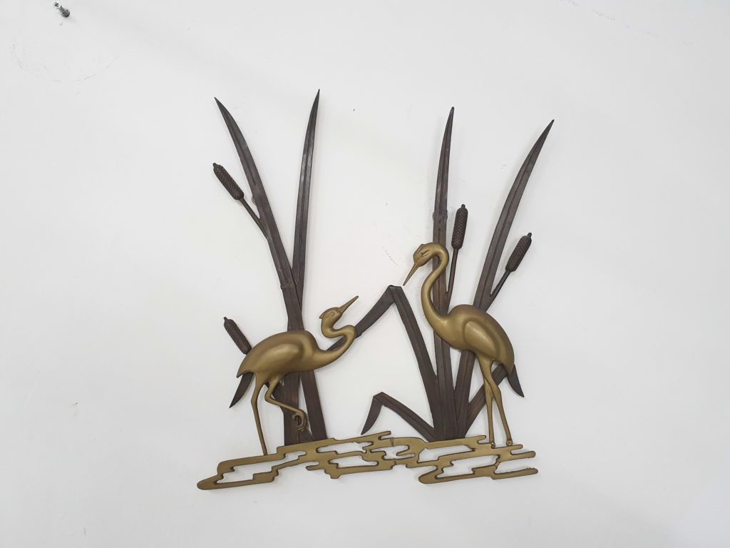 Mid Century Brass Wall Sculpture With Birds, 1970's photo Art