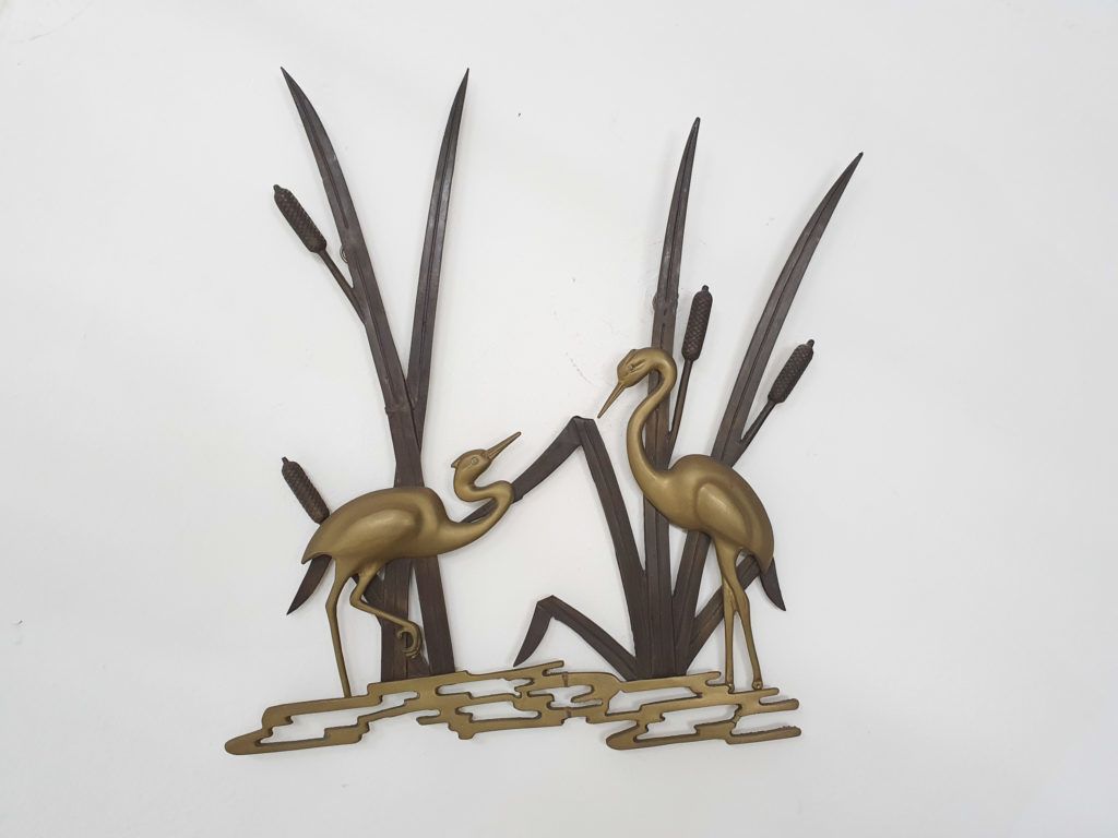 Mid Century Brass Wall Sculpture With Birds, 1970's photo vinterior