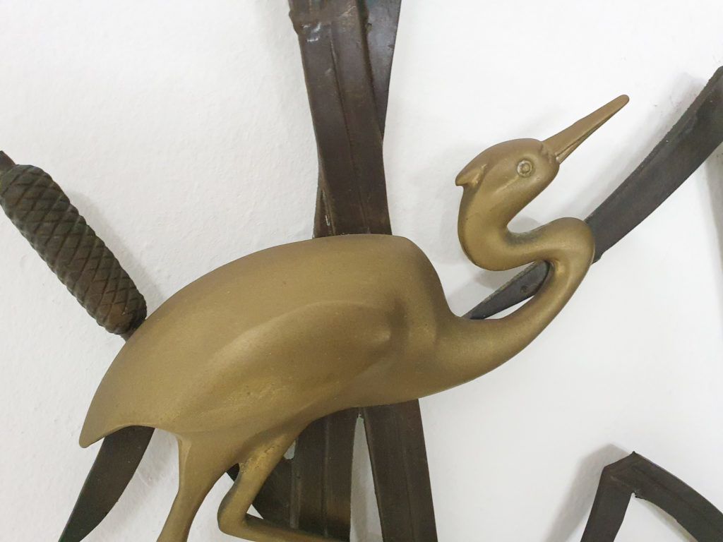Mid Century Brass Wall Sculpture With Birds, 1970's photo vintage