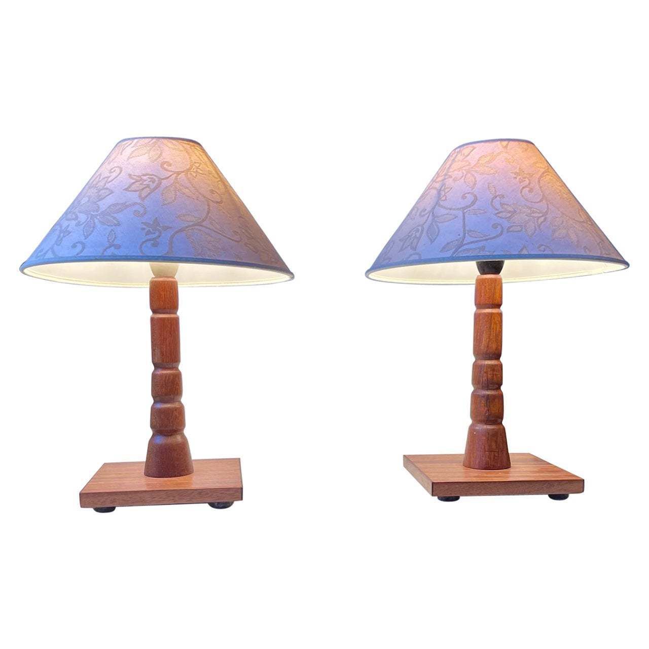 Scandinavische Mid-Century tafellampen in teak