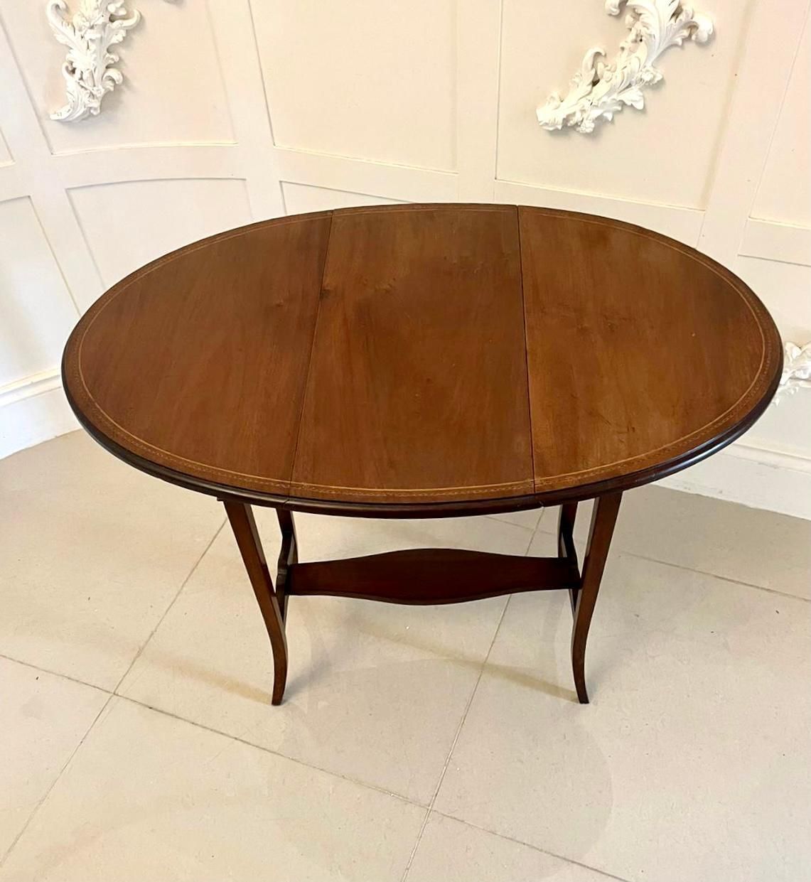 Antique Edwardian Quality Mahogany Inlaid Lamp Table photo for sale