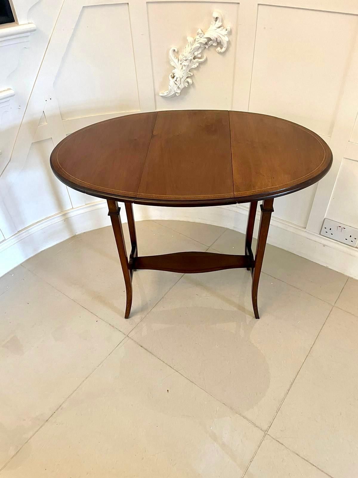 Antique Edwardian Quality Mahogany Inlaid Lamp Table photo Furniture