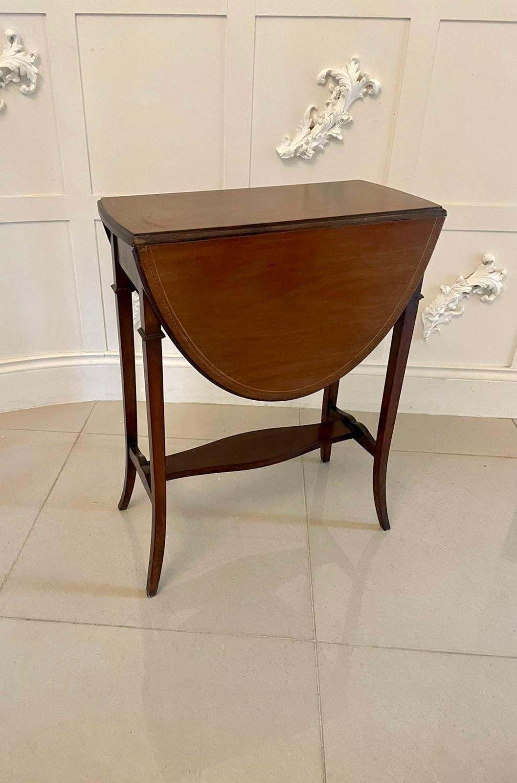 Antique Edwardian Quality Mahogany Inlaid Lamp Table photo vintage