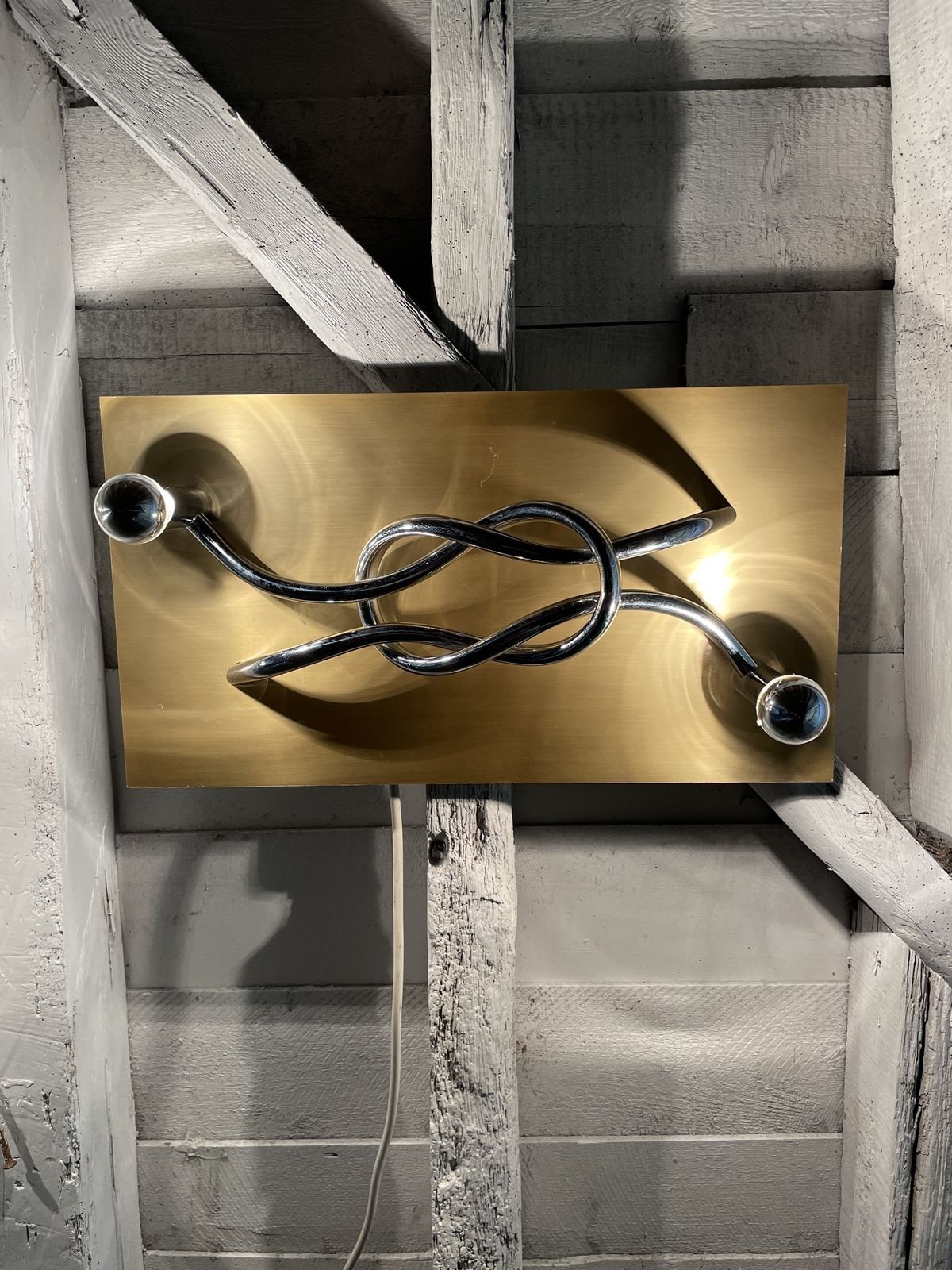 photo buy A Pair Of 1970s Italian 'Reef Knot' Wall Light Panels / Sconces Designed By Giacomo Benevelli For Missaglia