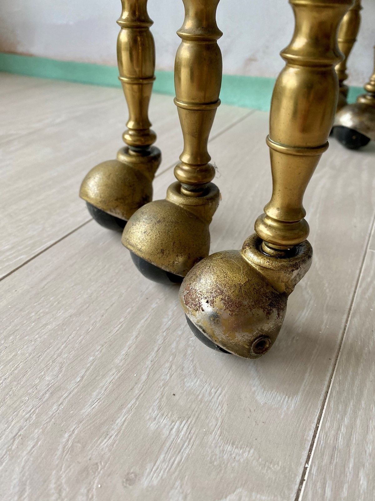 photo for sale Nest Of Vintage French Brass Tables