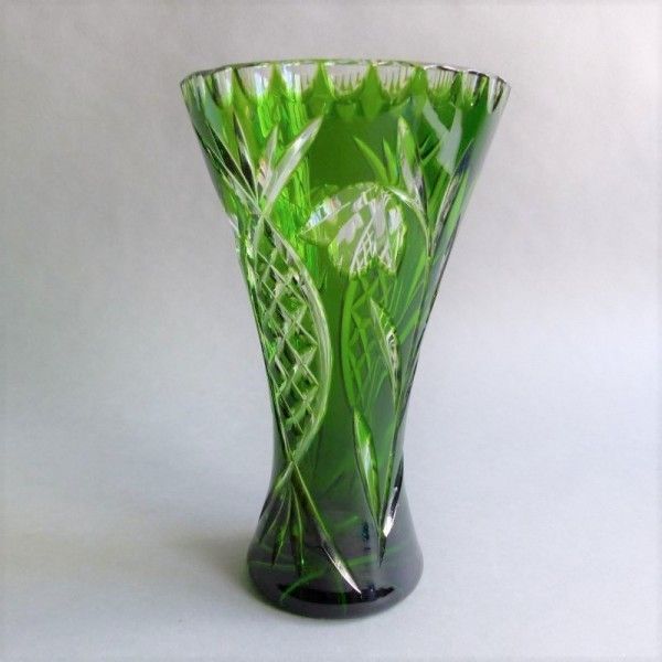Polished Crystal Vase. Bohemia 1940   1950 photo Home Decor