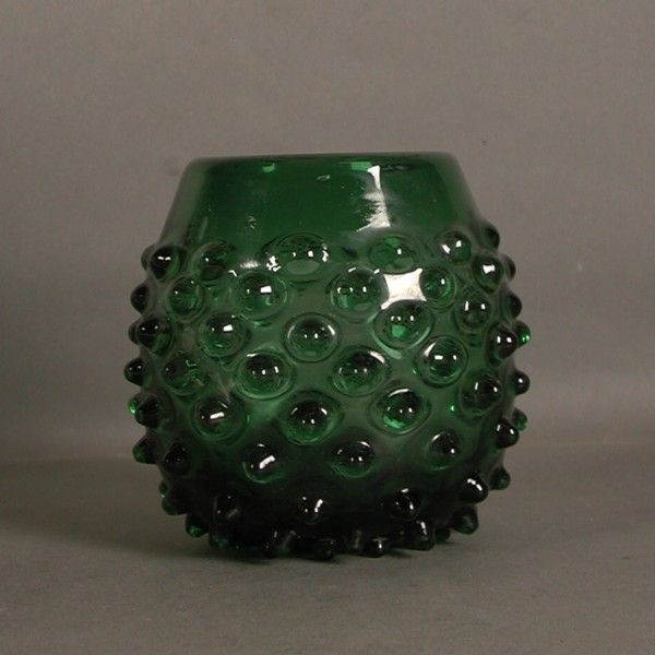 Prachen. Green Glass Vase. Czechoslovakia. 1950   1960.