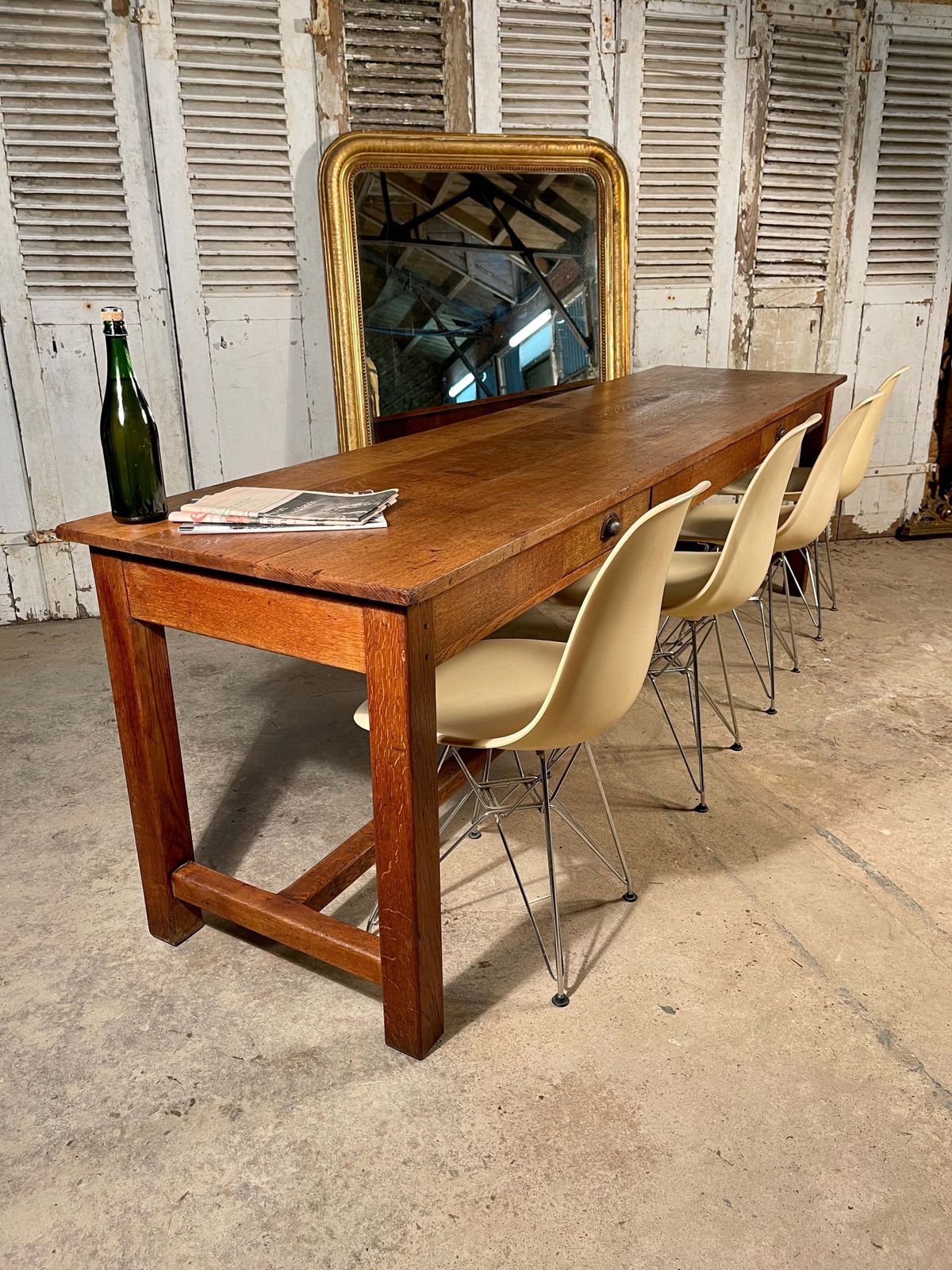 Furniture Exceptional Antique French Provincial Oak Tavern Table Circa 1890 photo