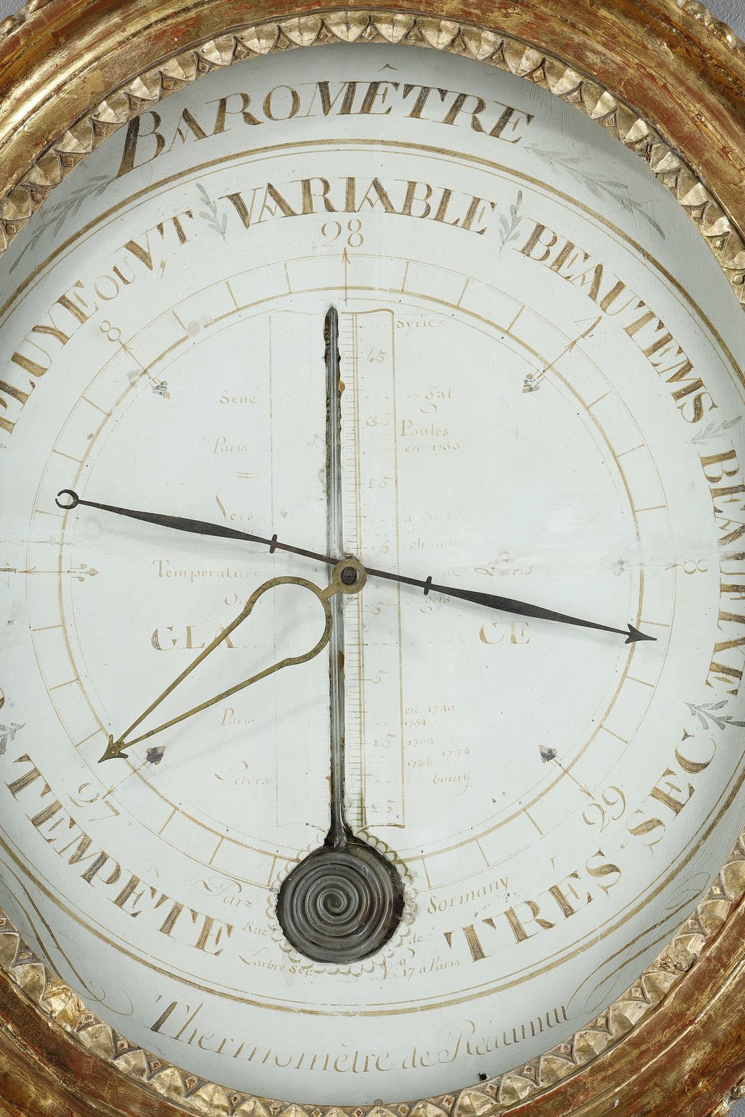 Barometer Thermometer In Gilt Wood, Louis XVI Period photo Home Decor