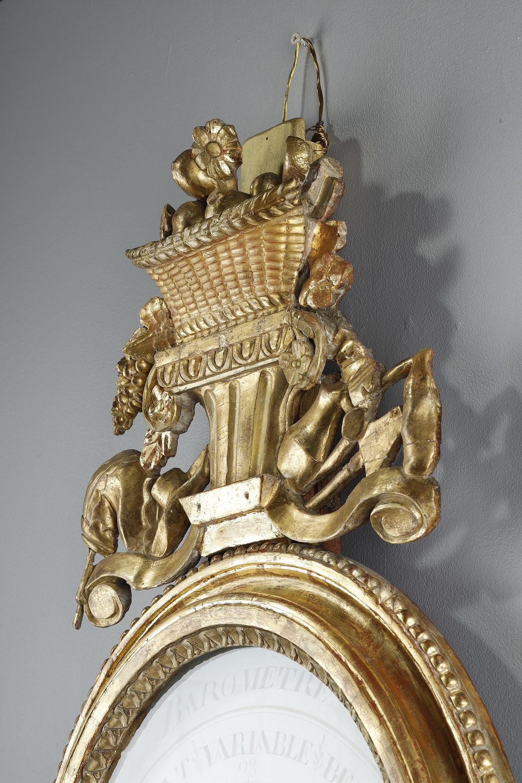 2359.0 Barometer Thermometer In Gilt Wood, Louis XVI Period photo