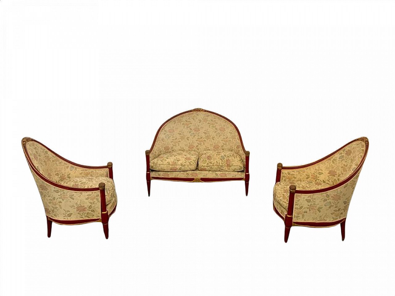 Set Of Sofa And 2 Armchairs In Art Deco Style, 1930s