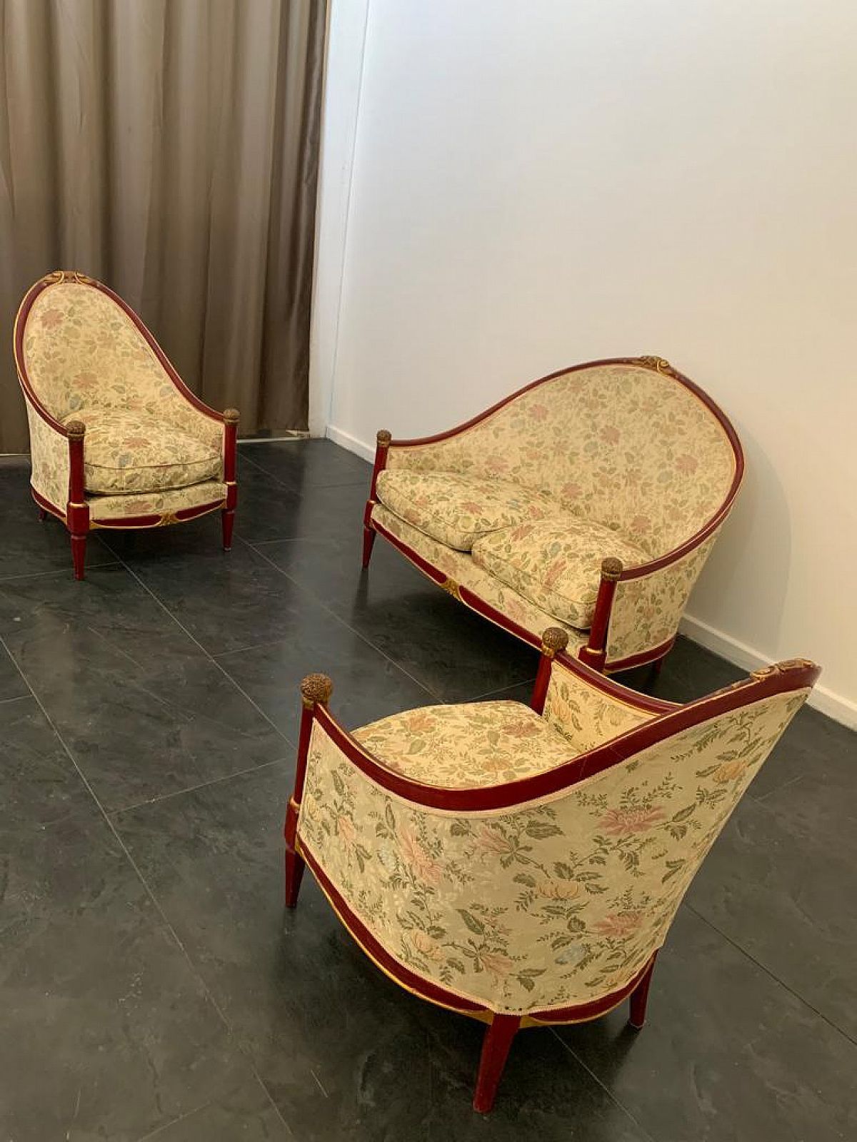 Set Of Sofa And 2 Armchairs In Art Deco Style, 1930s photo vinterior