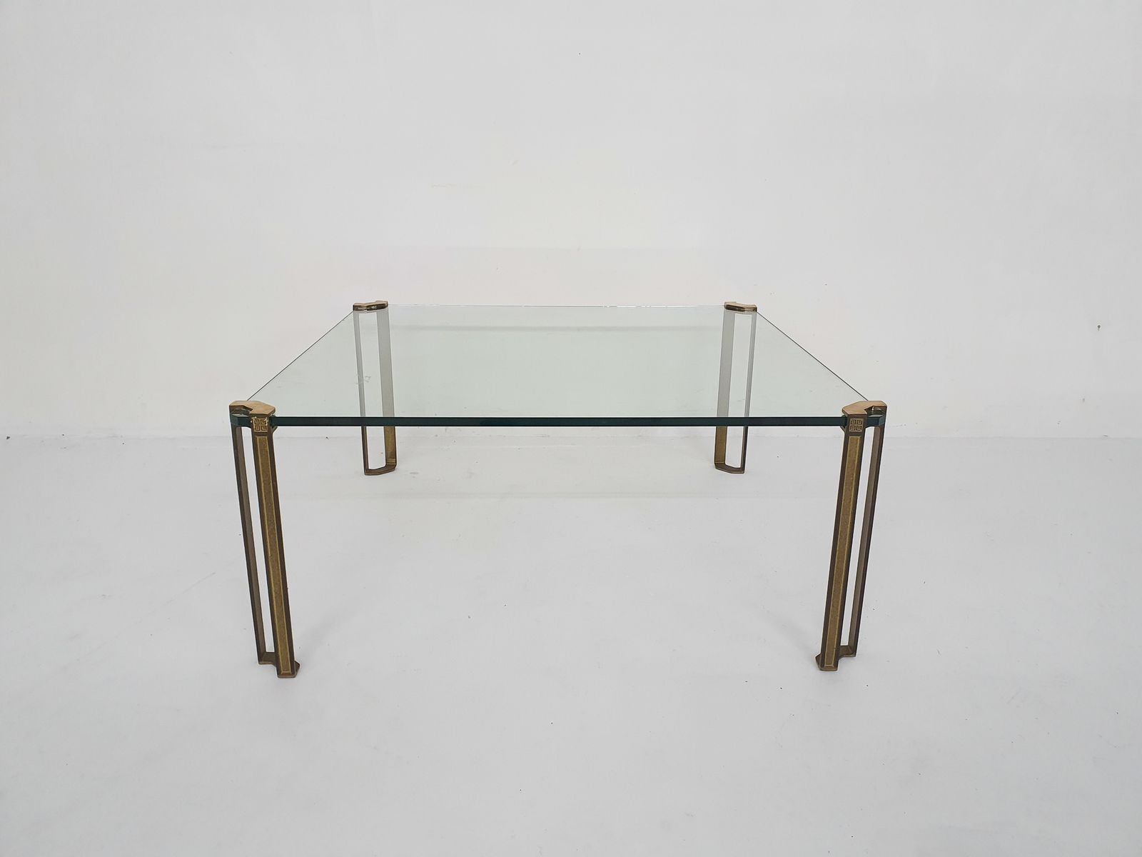Peter Ghyczy For Ghyczy Brass And Glass Square Coffee Table, 1970's photo Furniture