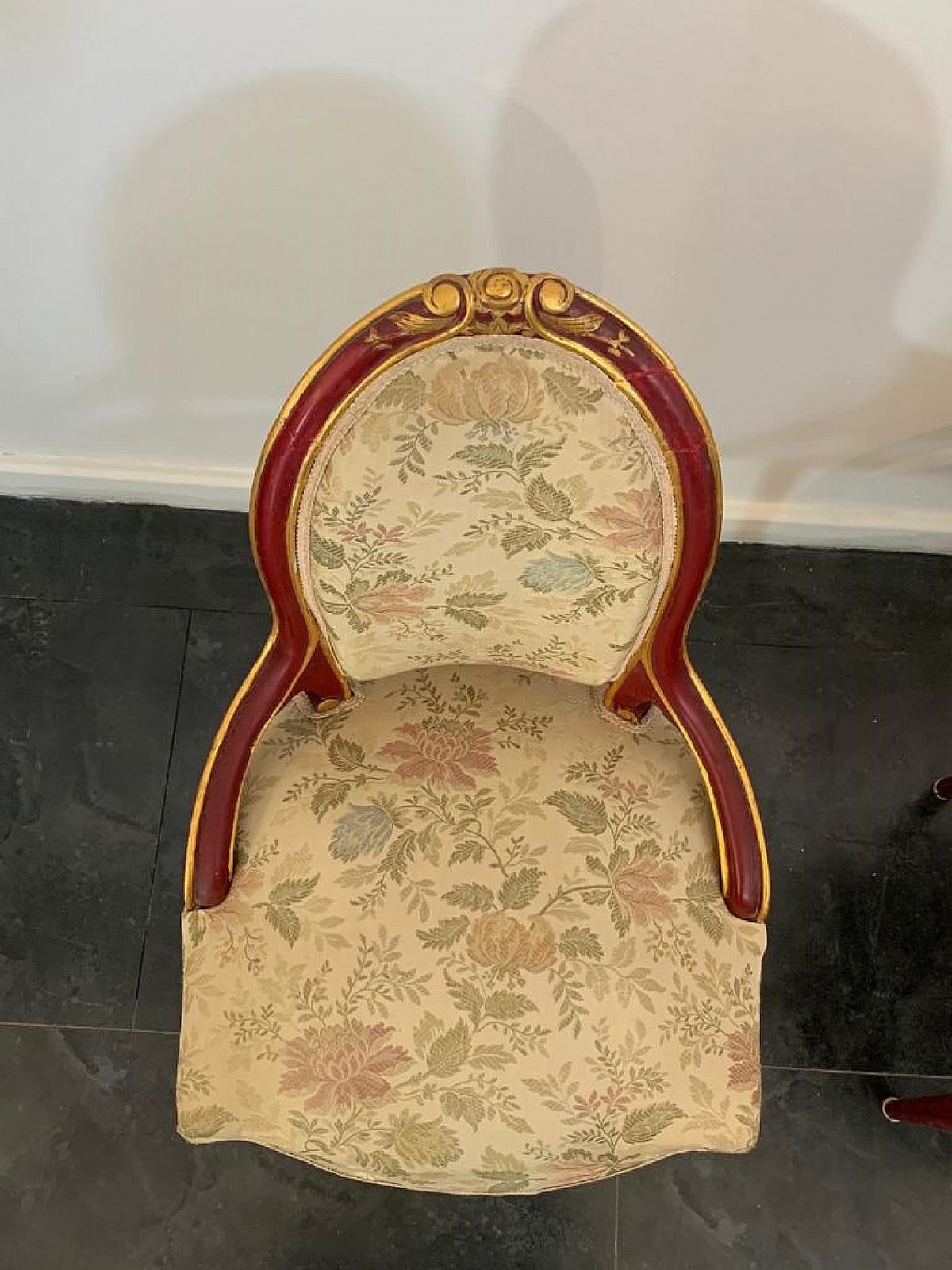 4 Lacquered Art Deco Tea Chairs With Gold Leaf Details, 1930s photo vintage