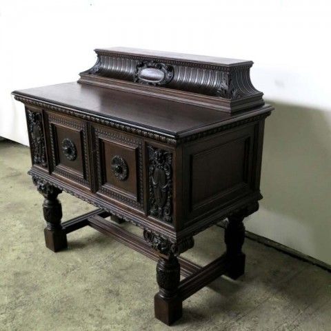 Antique Sideboard With Many Carved Details 1860   1880