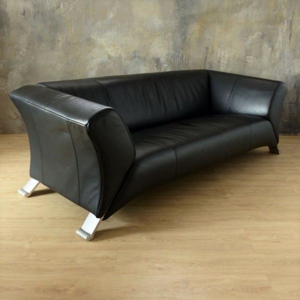 Black Two Seater Leather Sofa By Rolf Benz photo furniture