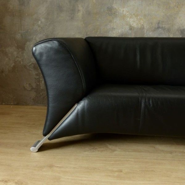 Black Two Seater Leather Sofa By Rolf Benz photo 1016.0