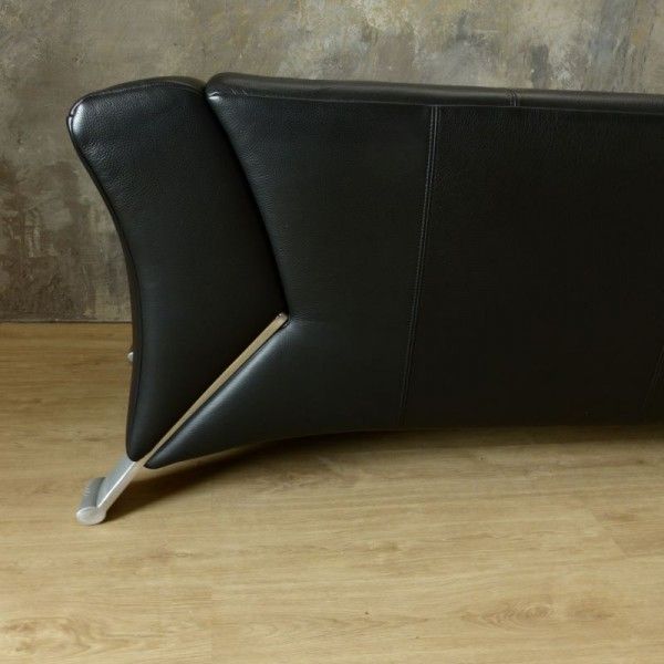 Black Two Seater Leather Sofa By Rolf Benz photo vintage
