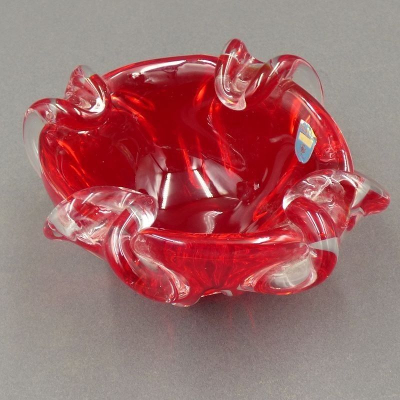 Red Murano Glass Ashtray. Italy 1950   1959