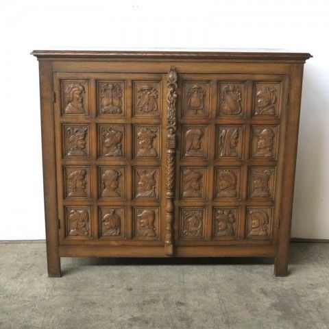Carved Vintage Living Room Buffet 1940   1950