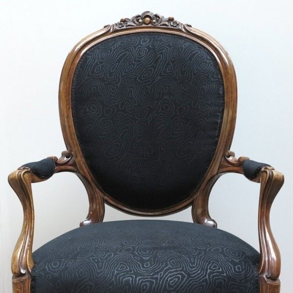Antique Armchair Newly Upholstered. 1850   1880 photo vintage