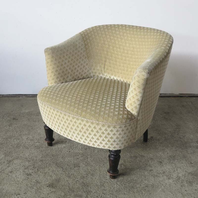Antique Armchair With Fleur De Lys Upholstery. 1850   1880 photo furniture