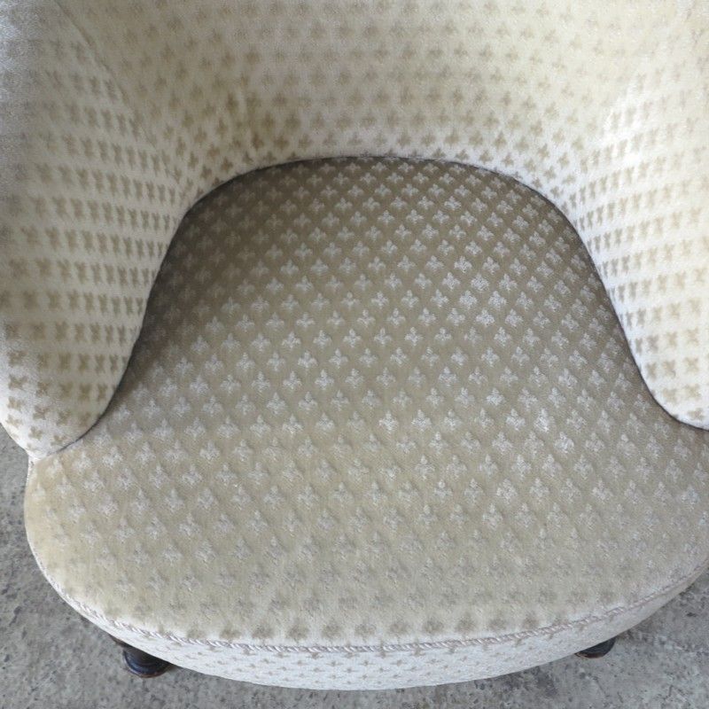 Antique Armchair With Fleur De Lys Upholstery. 1850   1880 photo vintage