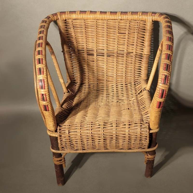 Antique Children's Rattan Chair. 1930   1935 photo for sale