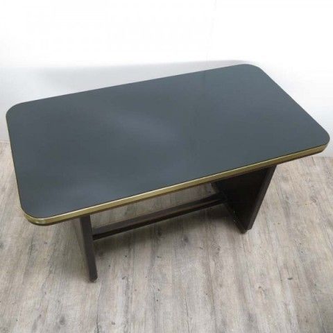Glass Table With Black Glass Top 1950   1955.