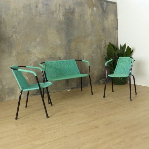 Green Seating Group Made Of Tubular Steel And Plastic  1960   1970