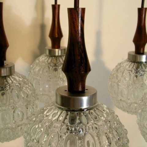 Vintage. Ceiling Lamp With Five Glass Globes. 1960   1965. photo vinterior