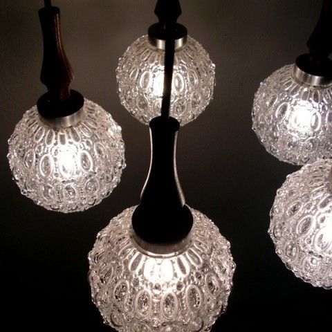 Lighting Vintage. Ceiling Lamp With Five Glass Globes. 1960   1965. photo