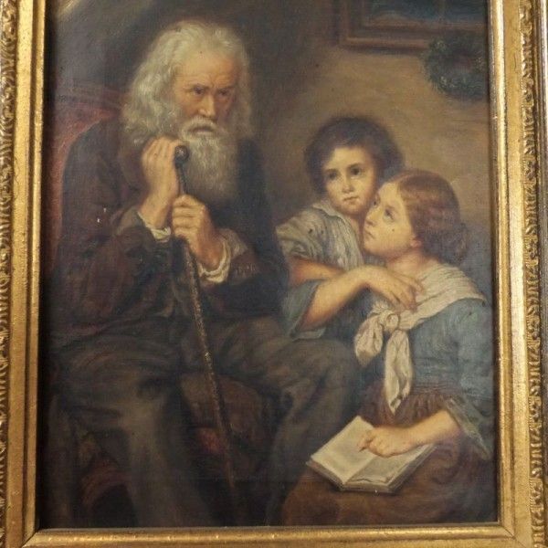 Biedermeier Oil Painting On Wood From 1846