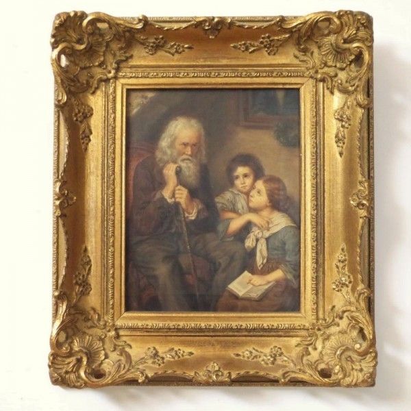 Biedermeier Oil Painting On Wood From 1846 photo furniture